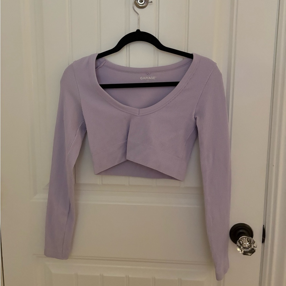 Garage Lilac Ribbed Crop Top
